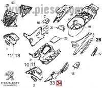Carena laterala fata jos stanga originala Peugeot Speedfight - Speedfight 2 - Speedfight - WRC - X-Race - X-Team 2T 50-100cc (rosie)